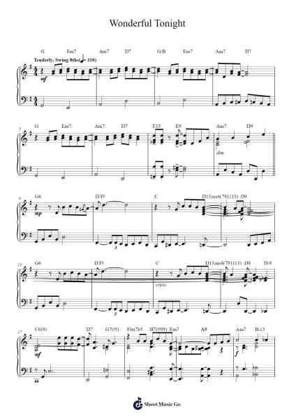 Wonderful Tonight Sheet Music by Eric Clapton-Arr.Blantiane Hobrob