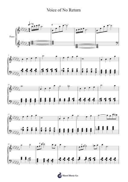 Voice of No Return Sheet Music by yo suzuki-Arr.Shamens Xedric