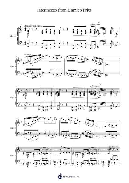 Intermezzo from the Opera L'amico Fritz Sheet Music by Pietro Mascagni-Arr.Loulup