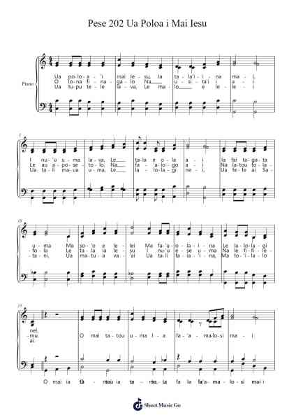 Pese 202 Ua Poloa i Mai Iesu Sheet Music by Rev. Olataga Elu-Arr.Shellay