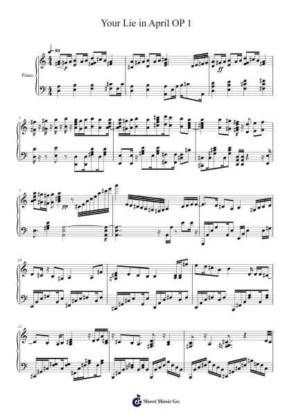 Your Lie in April OP 1 Sheet Music by undefined-Arr.Hughlon