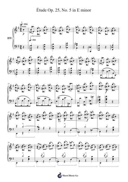 Etude Op. 25 No. 5 in E Minor "Wrong Note" Sheet Music by Frédéric Chopin-Arr.Maudky Clairebey