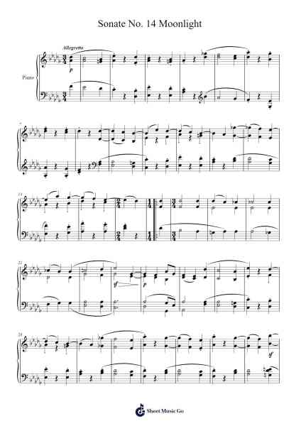 Sonata No. 14 in C-sharp Minor, Op. 27 No. 2: II. Allegretto "Moonlight" Sheet Music by Ludwig van Beethoven-Arr.Alac Floleigh
