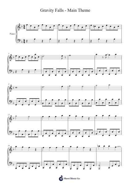 Gravity Falls - Main Theme Sheet Music by Brad Breeck-Arr.Ruthfitch Housed