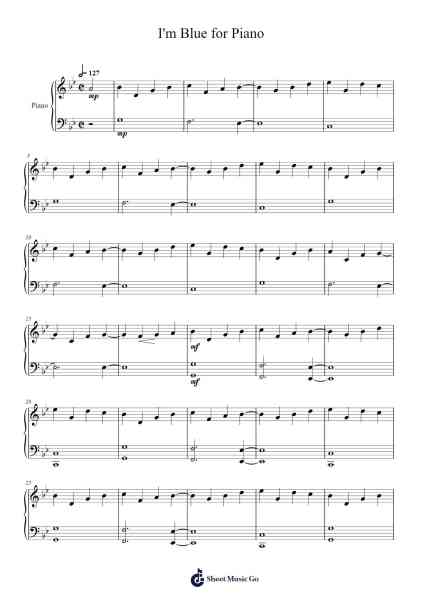 I'm Blue for Piano Sheet Music by undefined-Arr.Hartclife Joudrea