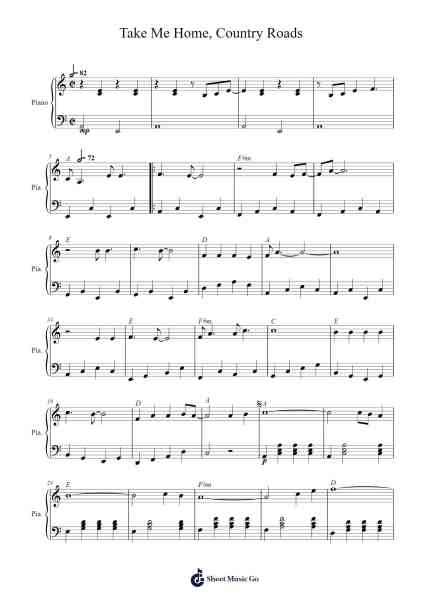 Take Me Home, Country Roads Sheet Music by Pierre-Paul Daneels-Arr.Yuleboyle Kingshous