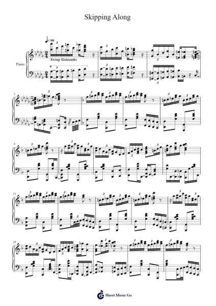 Skipping Along Sheet Music by Tom "Three-to-a-Beat" Brier-Arr.Wilheljones