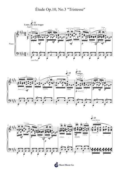 Étude Op. 10, No. 3 "Tristesse" Sheet Music by Frédéric François Chopin-Arr.Dougtin Vashop