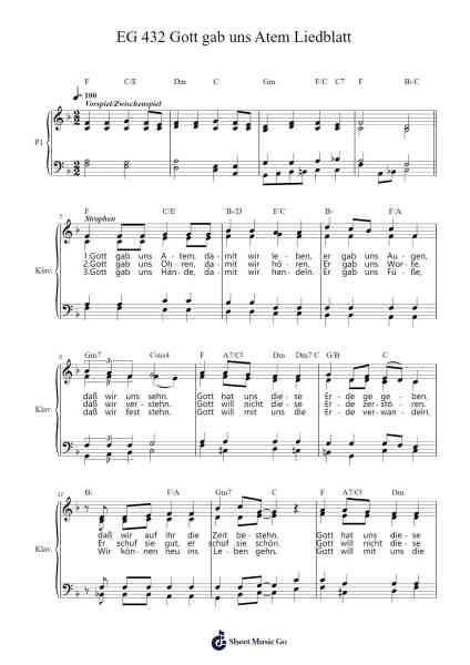 Gott gab uns Atem Sheet Music by undefined-Arr.Thodoreien