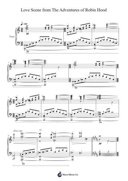 Love Scene from The Adventures of Robin Hood Sheet Music by Erich Wolfgang Korngold-Arr.Leostone Swinclaude