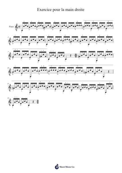 Exercice pour la main droite Sheet Music by Dionisio Aguado-Arr.Quintle