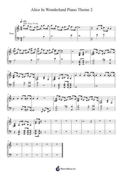 Alice In Wonderland Piano Theme 2 Sheet Music by undefined-Arr.Vebted Saulquinn