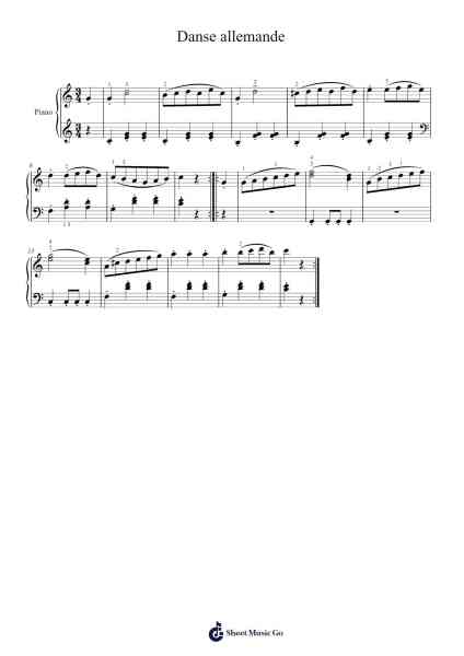 Danse allemande No. 1 in E Major, Op. 12 Sheet Music by Ludwig van Beethoven-Arr.Cisgrey