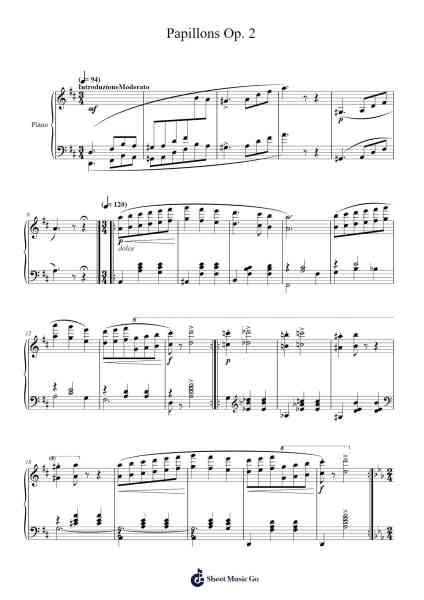 Papillons, Op. 2 Sheet Music by Robert Schumann-Arr.Thodorece