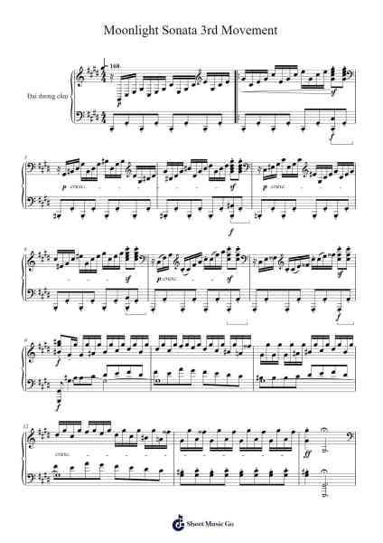 Moonlight Sonata 3rd Movement Sheet Music by Ludwig van Beethoven-Arr.Caewald Tabpritt
