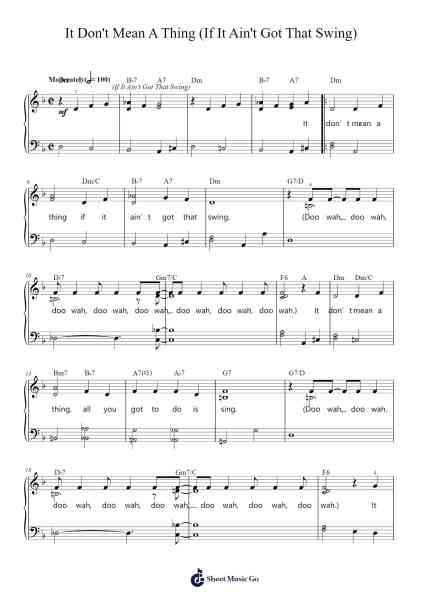 It Don't Mean A Thing (If It Ain't Got That Swing) Sheet Music by Duke Ellington-Arr.Watblack Jackcoln