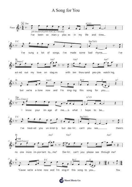 A Song for You Sheet Music by Leon Russell-Arr.Blabott