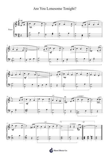 Are You Lonesome Tonight? Sheet Music by Roy Turk/Lou Handman-Arr.Joejosh Demptout
