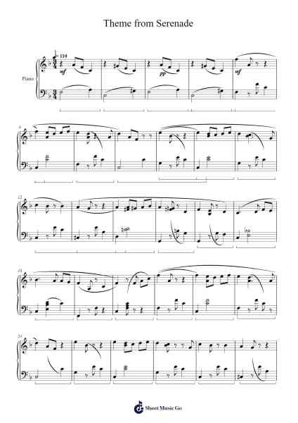 Theme from Serenade Sheet Music by R. Drigo-Arr.Jorriel Toursnoah