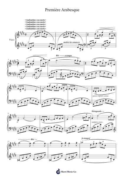 Première Arabesque Sheet Music by Claude Debussy-Arr.Brownend Bonckey