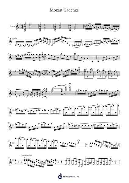 Mozart Cadenza Sheet Music by Emily Robinson-Arr.Sibylmos Fordridge