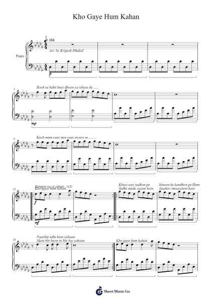 Kho Gaye Hum Kahan Sheet Music by Jasleen Royal-Arr.Galchard