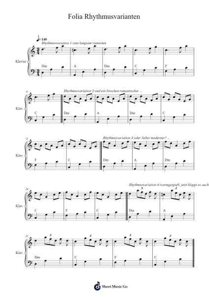 Folia Rhythmusvarianten zum weiter improvisieren 樂譜由 Alessandro Scarlatti - 編曲 Jersoon