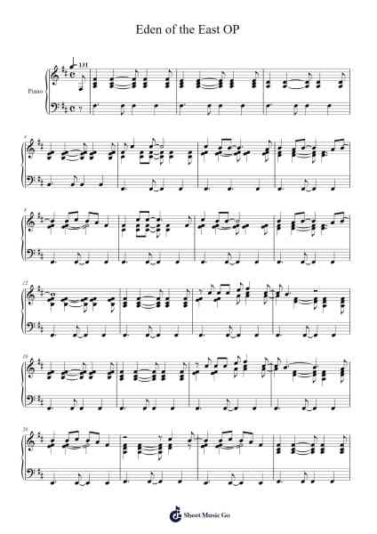 Eden of the East OP Sheet Music by Ryan Phillips-Arr.Twainsel