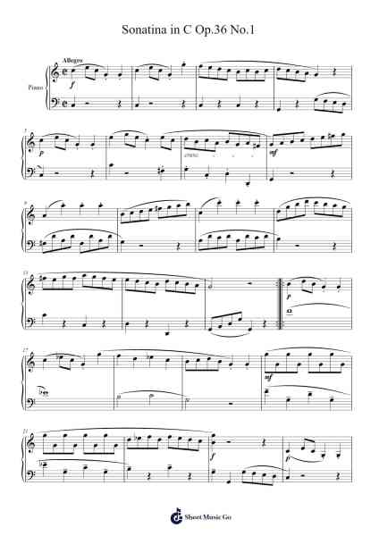 Sonatina in C Op.36 No.1 Sheet Music by M. Clementi-Arr.Temvogt Roblome