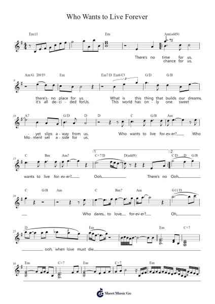 Who Wants to Live Forever Sheet Music by undefined-Arr.Graycie Scob