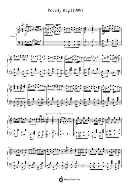 Poverty Rag (1909) Sheet Music by Harry J. Lincoln-Arr.Quenram