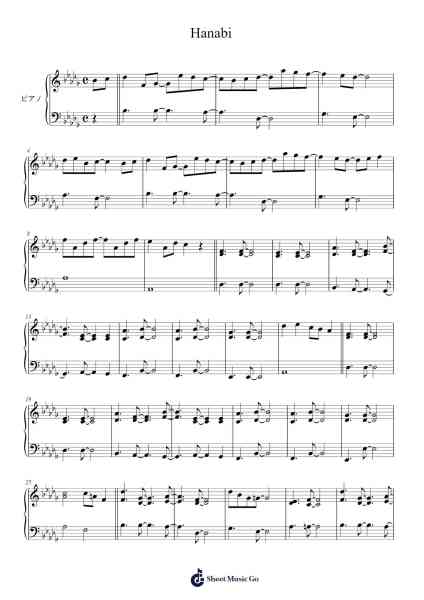 Hanabi Sheet Music by mino14fp1-Arr.Leeles Stoweser