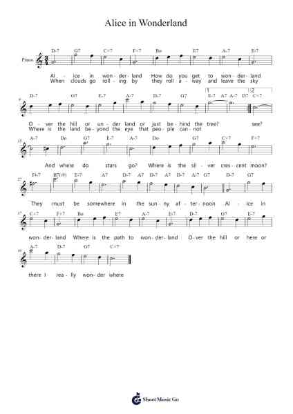 Alice in Wonderland Sheet Music by Fain/Hillard-Arr.Kylejy Burrene
