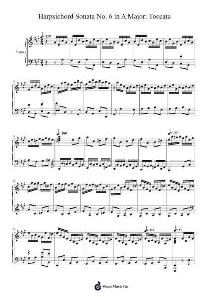 Harpsichord Sonata No. 6 in A Major: Toccata Sheet Music by Pietro Domenico Paradisi-Arr.Cooholt Hogreen