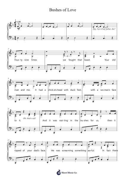 Bushes of Love Sheet Music by Bad Lip Reading-Arr.Boycegold