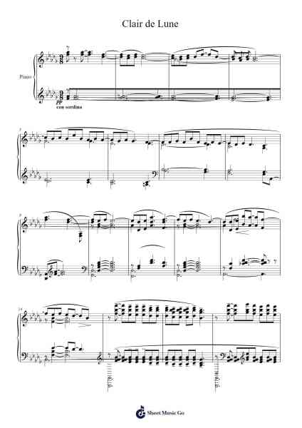 Clair de Lune Sheet Music by Claude Debussy-Arr.Lewcar