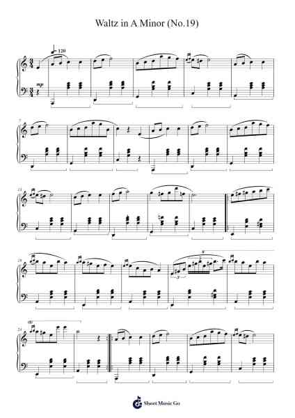Waltz in A Minor, B. 150, No. 19 Sheet Music by Fredèric Chopin-Arr.Attcolm