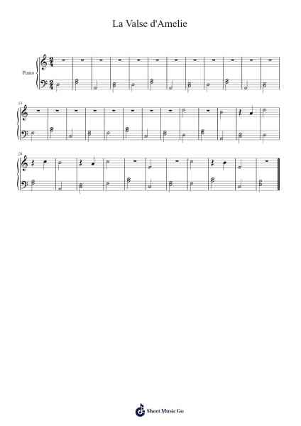 La Valse d'Amélie Sheet Music by Yann Tiersen-Arr.Odeker Earlsor