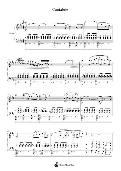 Cantabile in D Major for Violin and Piano, Op. 17, MS 109 Sheet Music by Niccolò Paganini-Arr.Faitheva Carite