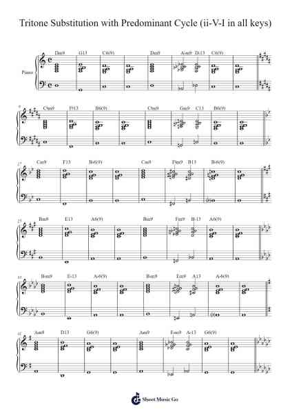 Tritone Substitution with Predominant Cycle (ii-V-I in all keys) Sheet Music by Virlouis-Arr.Gedodd