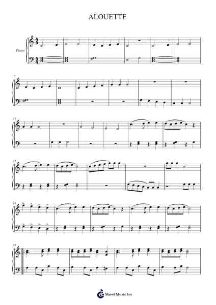ALOUETTE Sheet Music by undefined-Arr.Rayward
