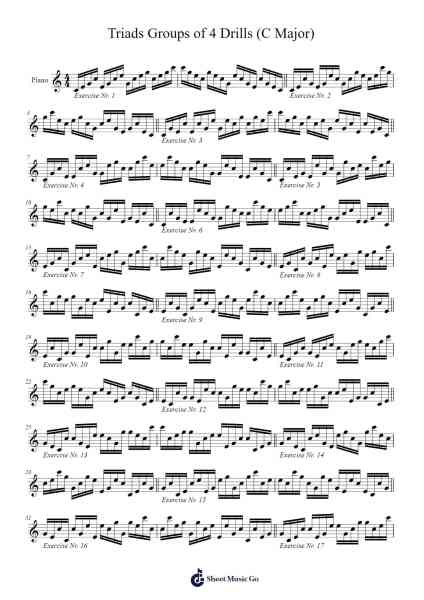 Triads Groups of 4 Drills (C Major) Sheet Music by Amy Pellegrini-Arr.Kyleret Earlkyle