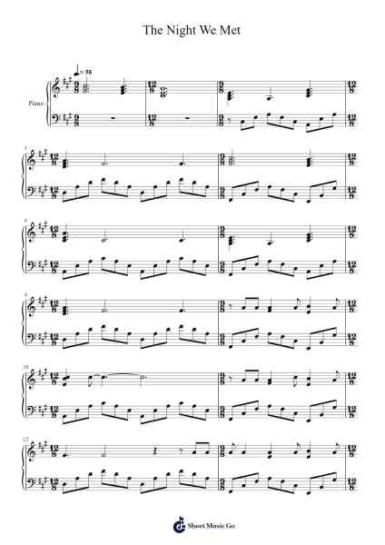 The Night We Met Sheet Music by Deirthea Tomdan-Arr.Spenborg