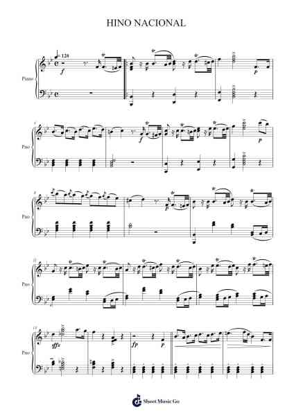 HINO NACIONAL Sheet Music by Francisco Manuel da Silva-Arr.Louisron Whitemax