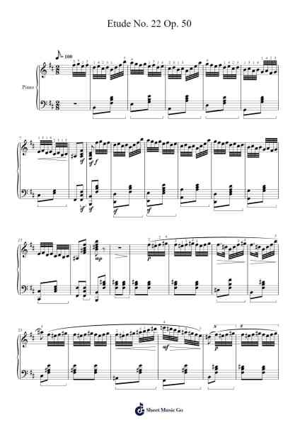 Etude in B Minor, No. 22, Op. 50 Sheet Music by J. H. Ravina-Arr.Diapenn
