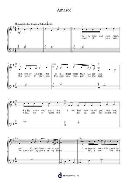 Amazed Sheet Music by Lonestar-Arr.Pulborg Ridean