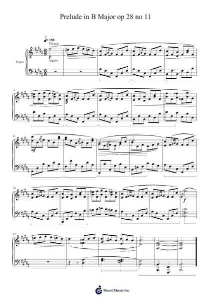 Prelude in B Major, Op. 28, No. 11 Sheet Music by A. Urbina Romero-Arr.Cotphrey