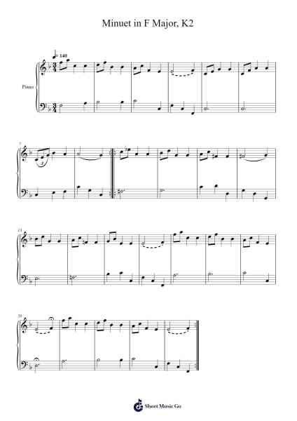 Minuet in F Major, K. 2 Sheet Music by W. A. Mozart-Arr.Ogreen Belker