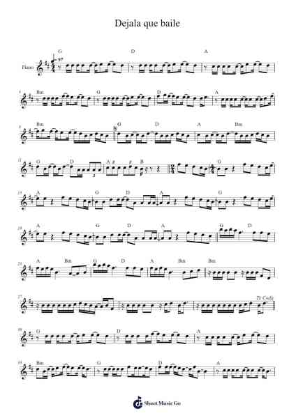 Dejala que baile Sheet Music by Melendi-Arr.Drewyes Deirty