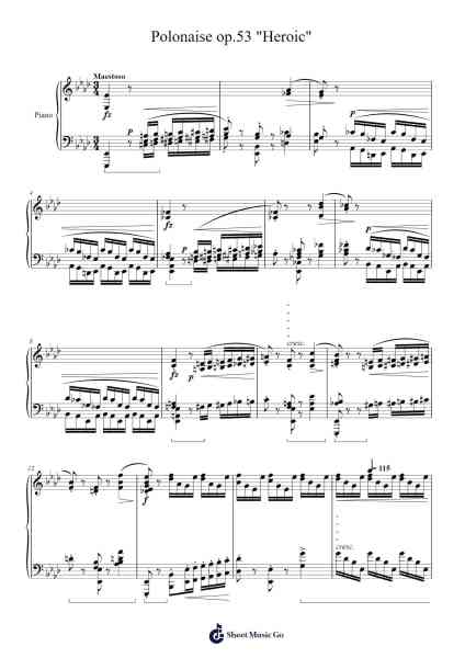 Polonaise in A-flat Major, Op. 53 "Heroic" Sheet Music by Frédéric Chopin-Arr.Yorktie Phisopp